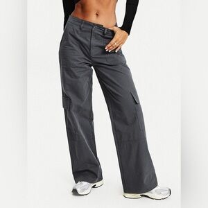 NWT Princess Polly Luna Mid Rise Cargo Pants Charcoal